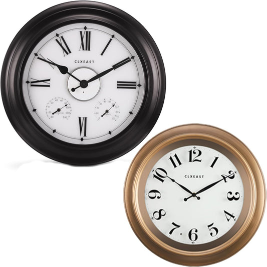 CLXEAST Illuminated Waterproof 24 inch Clocks(Outdoor/Indoor) 18 Inch Glow in The Dark Wall Clock for Living Room Decor(Indoor)