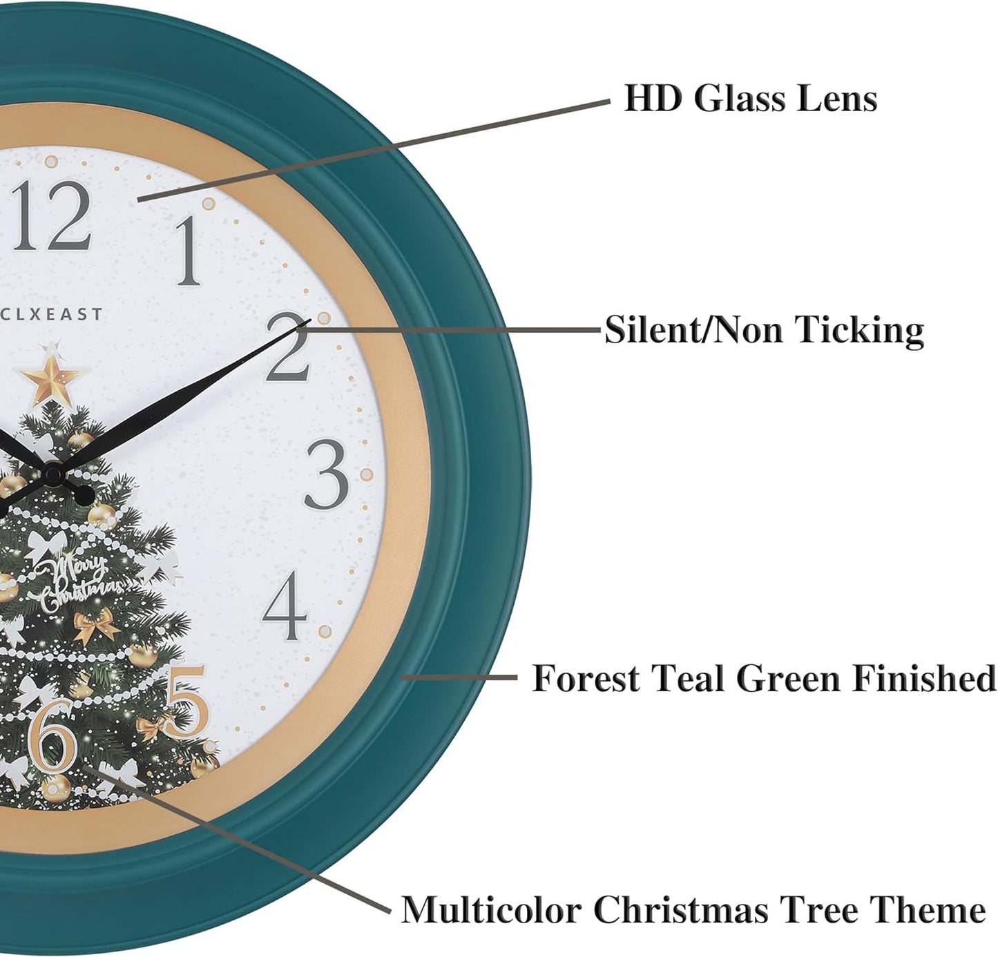CLXEAST 18 Inch Illuminated Teal Wall Clock for Christmas Decorations, Lighted Wall Clock with Smart Sensor, Clocks for Modern Farmhouse Living Room Decor, Wall Art Decor
