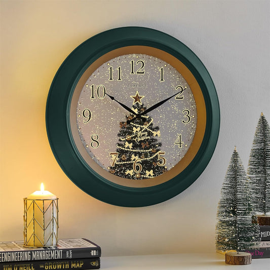 CLXEAST 18 Inch Illuminated Teal Wall Clock for Christmas Decorations, Lighted Wall Clock with Smart Sensor, Clocks for Modern Farmhouse Living Room Decor, Wall Art Decor