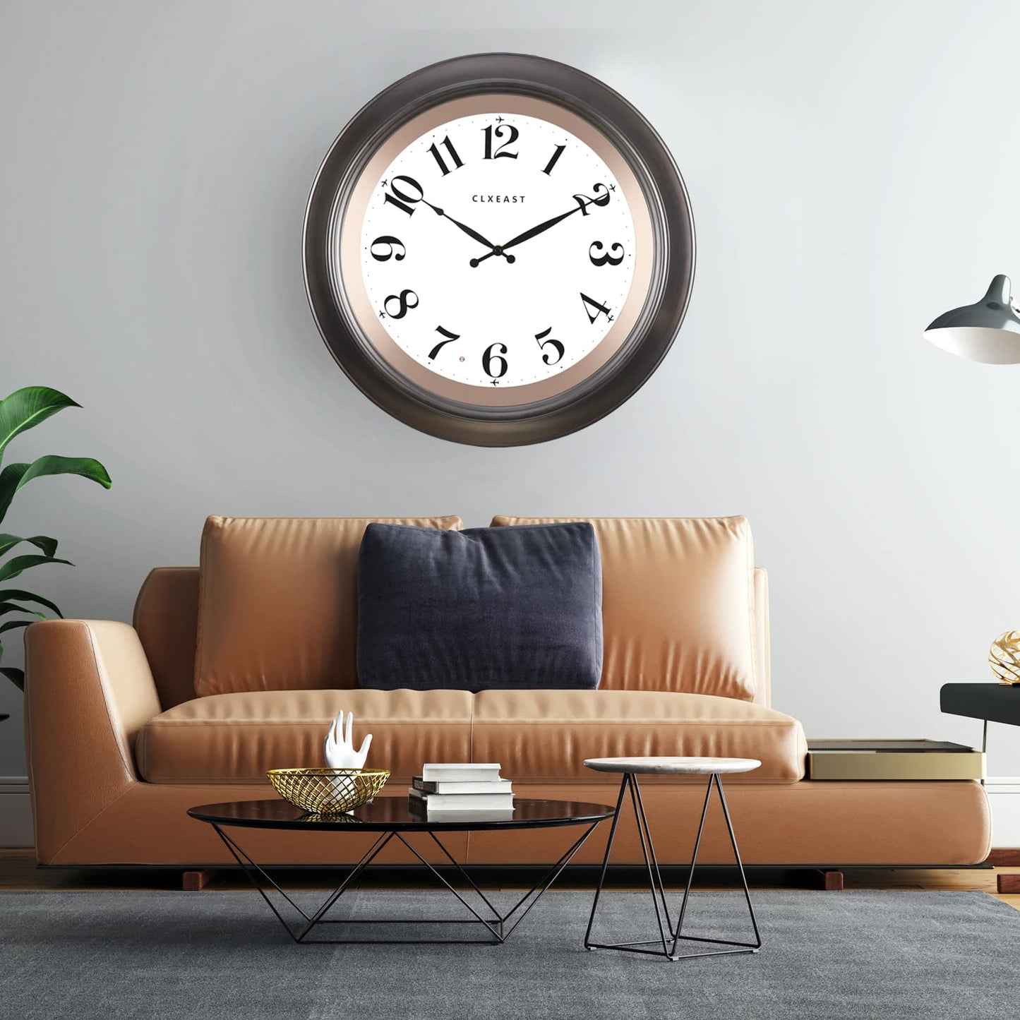 CLXEAST 18 Inch Large Modern Farmhouse Lighted Wall Clock with Smart Sensor,Glow in the Dark Wall Clock for Living Room Decor,Unique Silent Wall Clock,Oil Rubbed Bronze Black