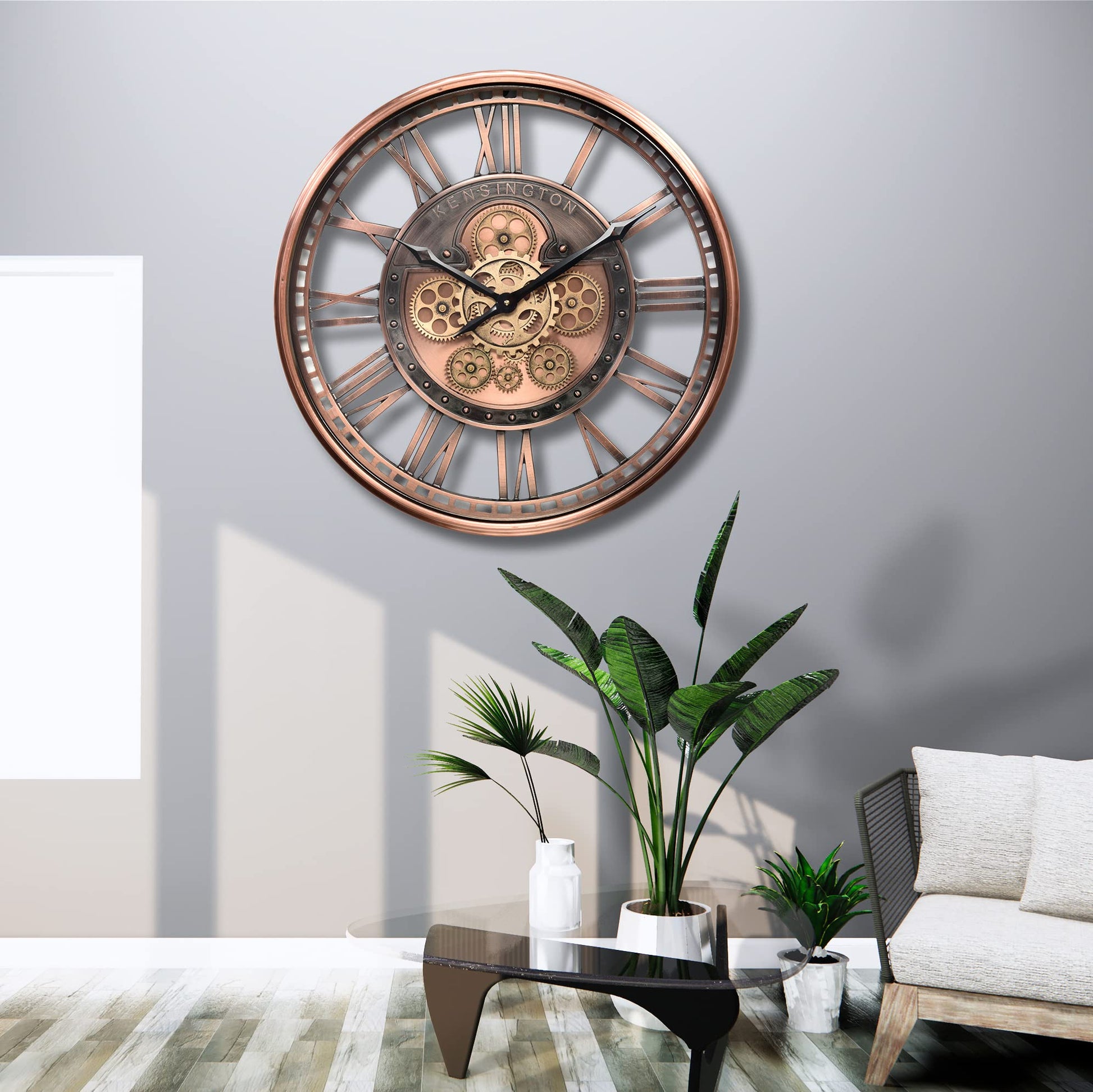CLXEAST Large Modern Gear Clock with Moving Gears,Industrial Farmhouse – GEAR WALL CLOCK