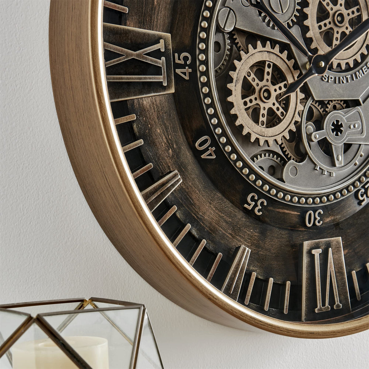 CLXEAST 24 Inch Large Real Moving Gear Wall Clock for Living Room Deco ...