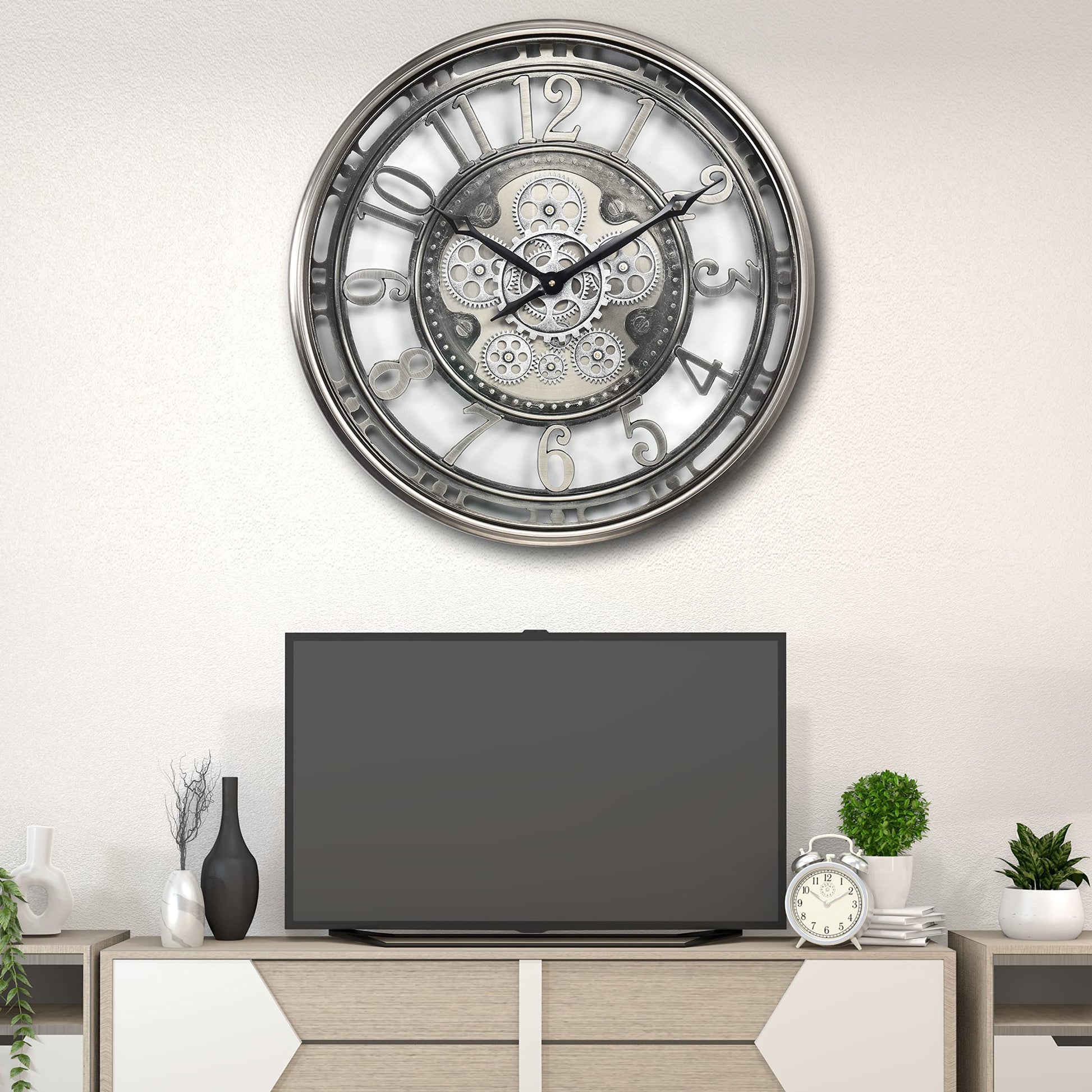 CLXEAST 24 Inch Large Wall Clock with Moving Gears, India