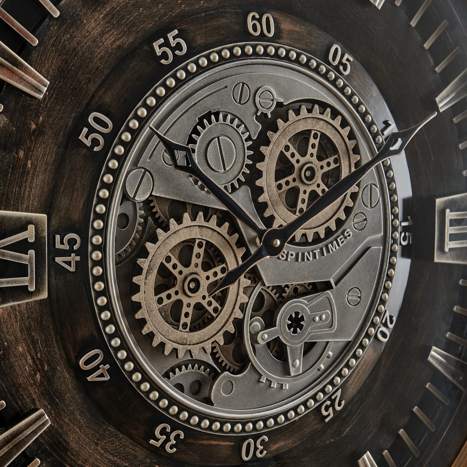 gear clock CLXEAST 24 Inch Large Real Moving Gear Wall Clock for Living Room Decor,Big Industrial Rustic Steampunk Wall Clock,Vintage Metal Bronze Gold Wall
