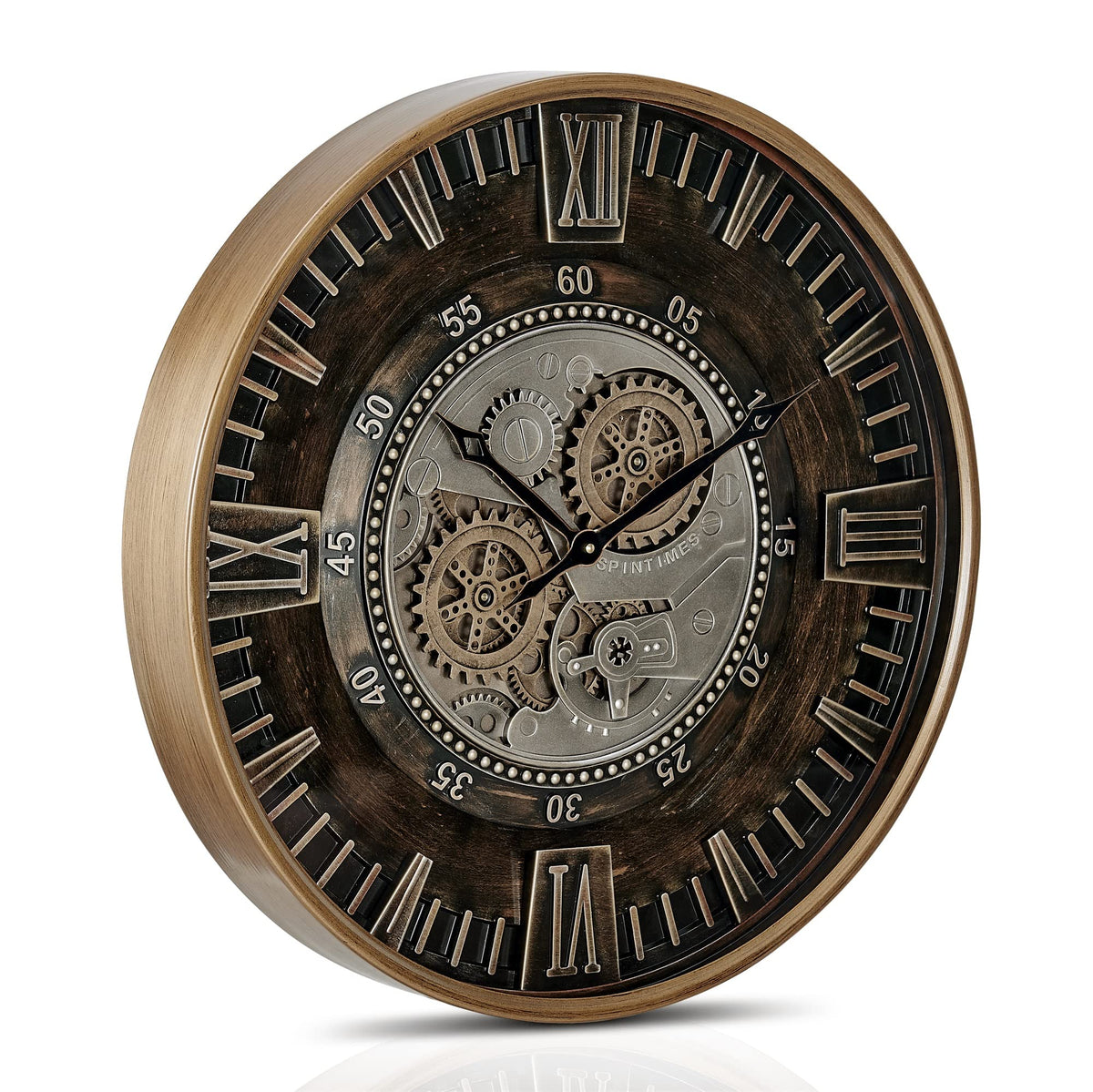 CLXEAST 24 Inch Large Real Moving Gear Wall Clock for Living Room Deco ...
