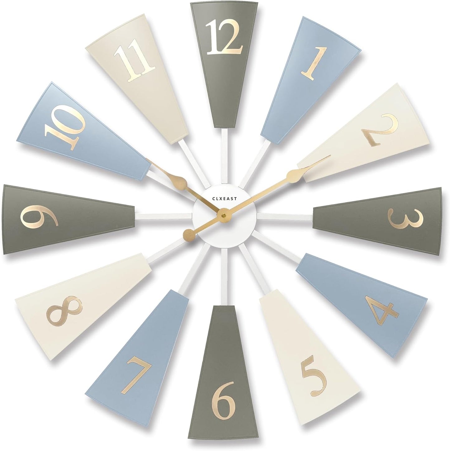 CLXEAST 30 Inch Large Farmhouse DIY Windmill Decor Wall Clock, Adjustable Size 24"/26"/28"/30"/32", 24 Inch Wall Clocks for Living Room Decor,Wall Art Decor, Galvanized Gray/Dark Grey Oak