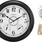 CLXEAST Illuminated Outdoor Clocks Waterproof 18 inches with Smart Sensor and Thermometer & Hygrometer+Waterproof Table Clocks for Bathroom Garden Patio Pool