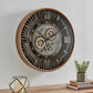 CLXEAST 24 Inch Wall Clock with Moving Gears,Oversized Large Industrial Steampunk Wall Clock, Antique Gold Metal Roman Numeral Wall Clocks for Farmhouse Living Room Decor