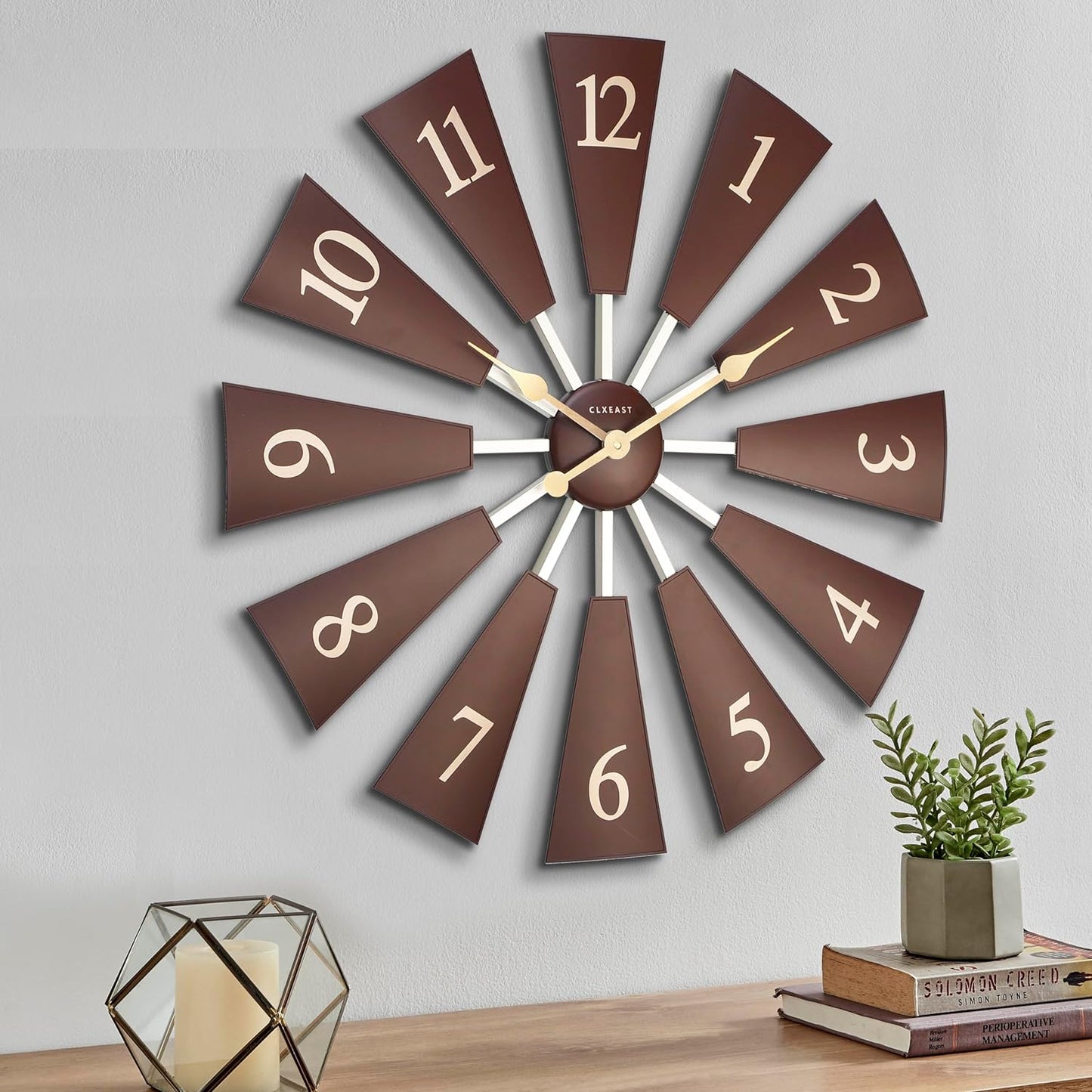CLXEAST 30 Inch Large Farmhouse DIY Windmill Decor Wall Clock, Adjustable Size 24"/26"/28"/30"/32", 24 Inch Wall Clocks for Living Room Decor,Wall Art Decor, Galvanized Gray/Dark Grey Oak