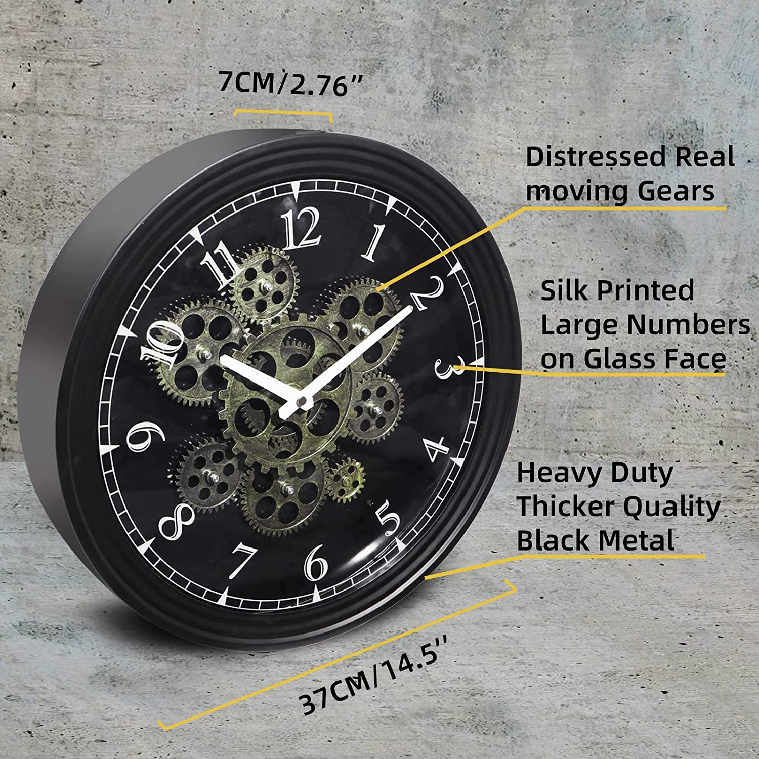 CLXEAST 18 Inch Glow in Dark Wall Clock with Smart Sensor for Living R –  GEAR WALL CLOCK