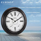 CLXEAST Illuminated Outdoor Indoor Metal Clocks Waterproof 24 inch, Oil Rubbed Bronze Black Finish,Large Clock with Thermometer & Hygrometer for Garden Patio Pool,Outdoor Lights&Decoration