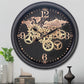 CLXEAST 24 Inch Wall Clock with Moving Gears,Oversized Large Industrial Steampunk Wall Clock, Antique Gold Metal Roman Numeral Wall Clocks for Farmhouse Living Room Decor