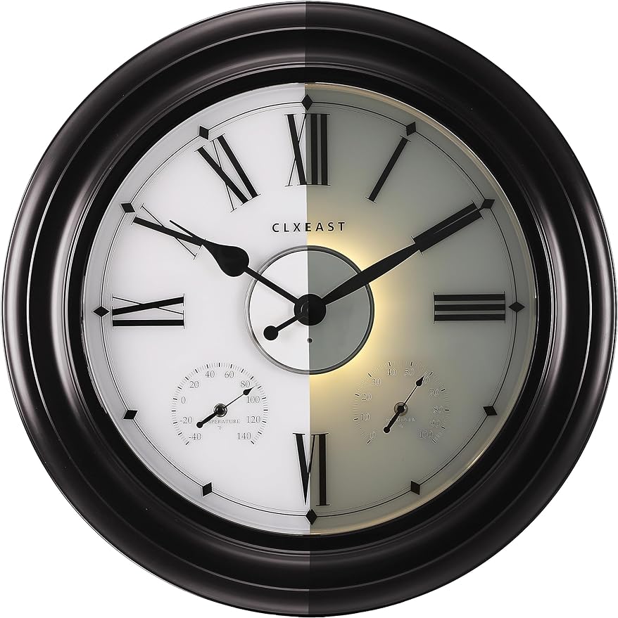 CLXEAST Illuminated Outdoor Indoor Metal Clocks Waterproof 24 inch, Oi ...