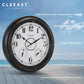 CLXEAST Illuminated Outdoor Clocks Waterproof 18 inches with Smart Sensor and Thermometer & Hygrometer+Waterproof Table Clocks for Bathroom Garden Patio Pool